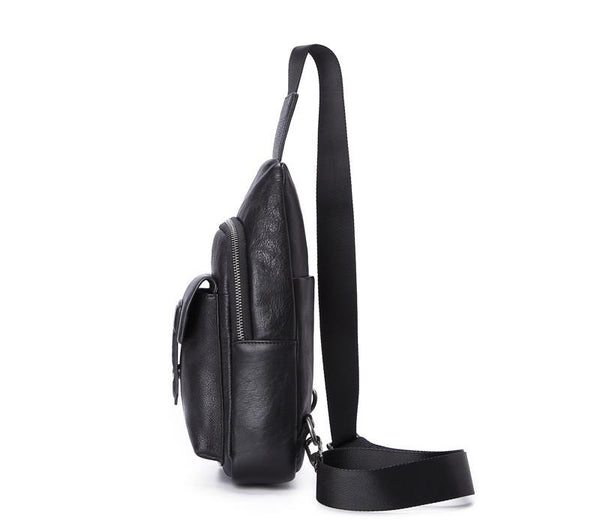 Sac de poitrine cuir noir homme GLADIOR