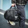 Grand sac de voyage baril cuir noir homme GLADIOR