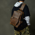 Grand sac de poitrine cuir noir homme GLADIOR